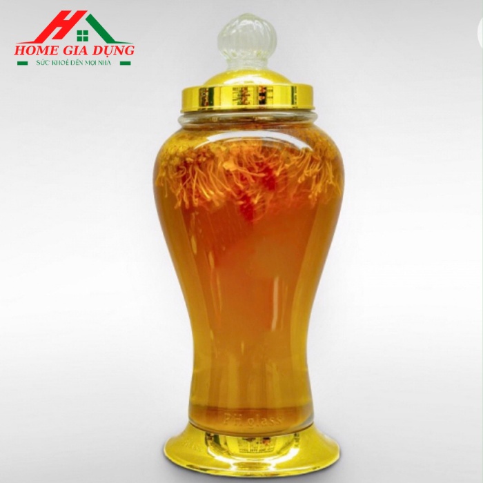 Bình ngâm rượu sâm thủy tinh  Phú Hoà 3 lít có van và không van