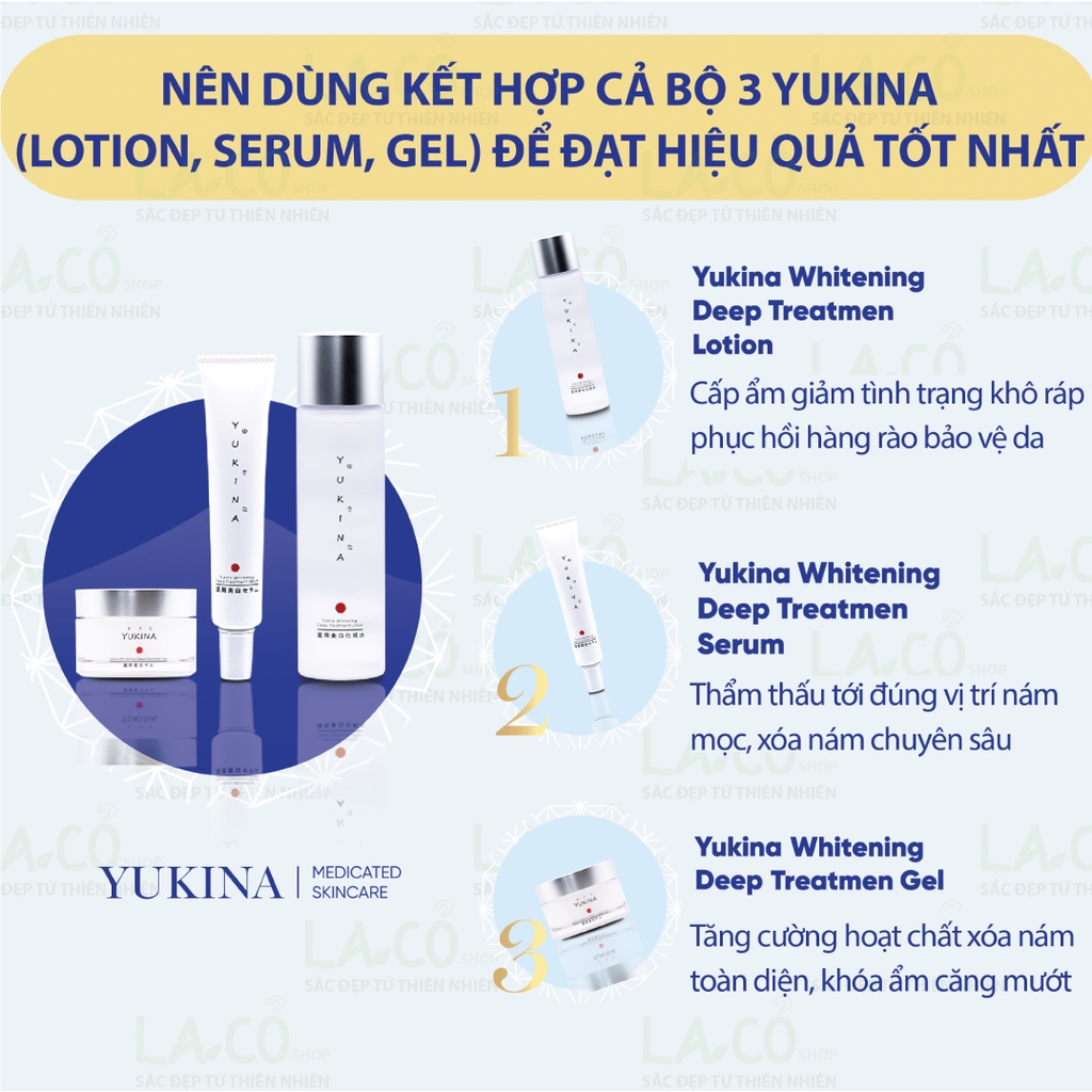 Bộ kem nám nhật YUKINA xóa nám tàn nhang chính hãng Yukina Nhật Bản Whitening Deep Treatment Serum nám sạm trắng sáng da