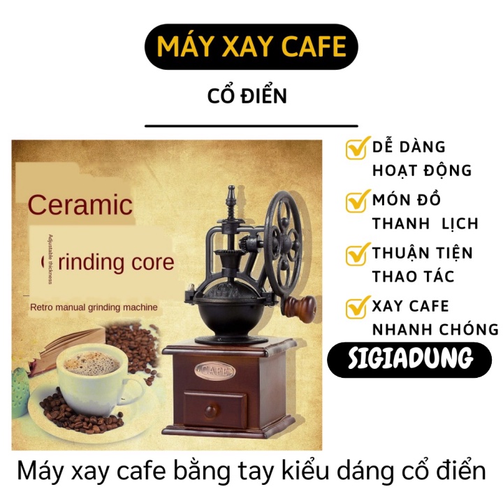 [SGD] Máy Xay Cà Phê Mini - Cối Xay Cafe Thủ Công Bằng Gỗ Phong Cách Cổ Điển 9972