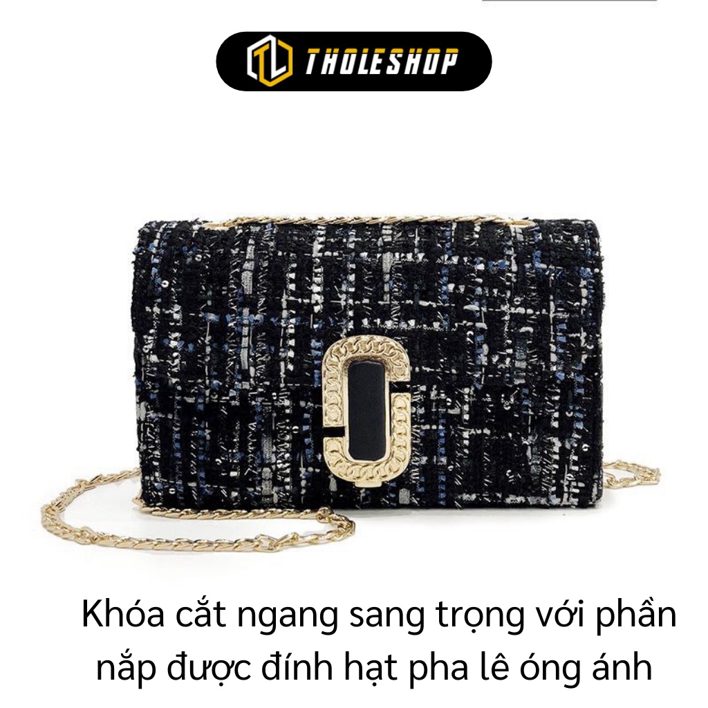 Túi Đeo Vai Nữ - Túi Xách Nữ Mini Khóa Cắt Ngang Sang Trọng, Đính Hạt Pha Lê 9152