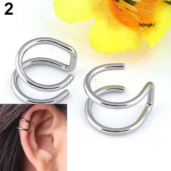 Khuyên kẹp vành tai 2 hàng chất liệu thép không gỉ