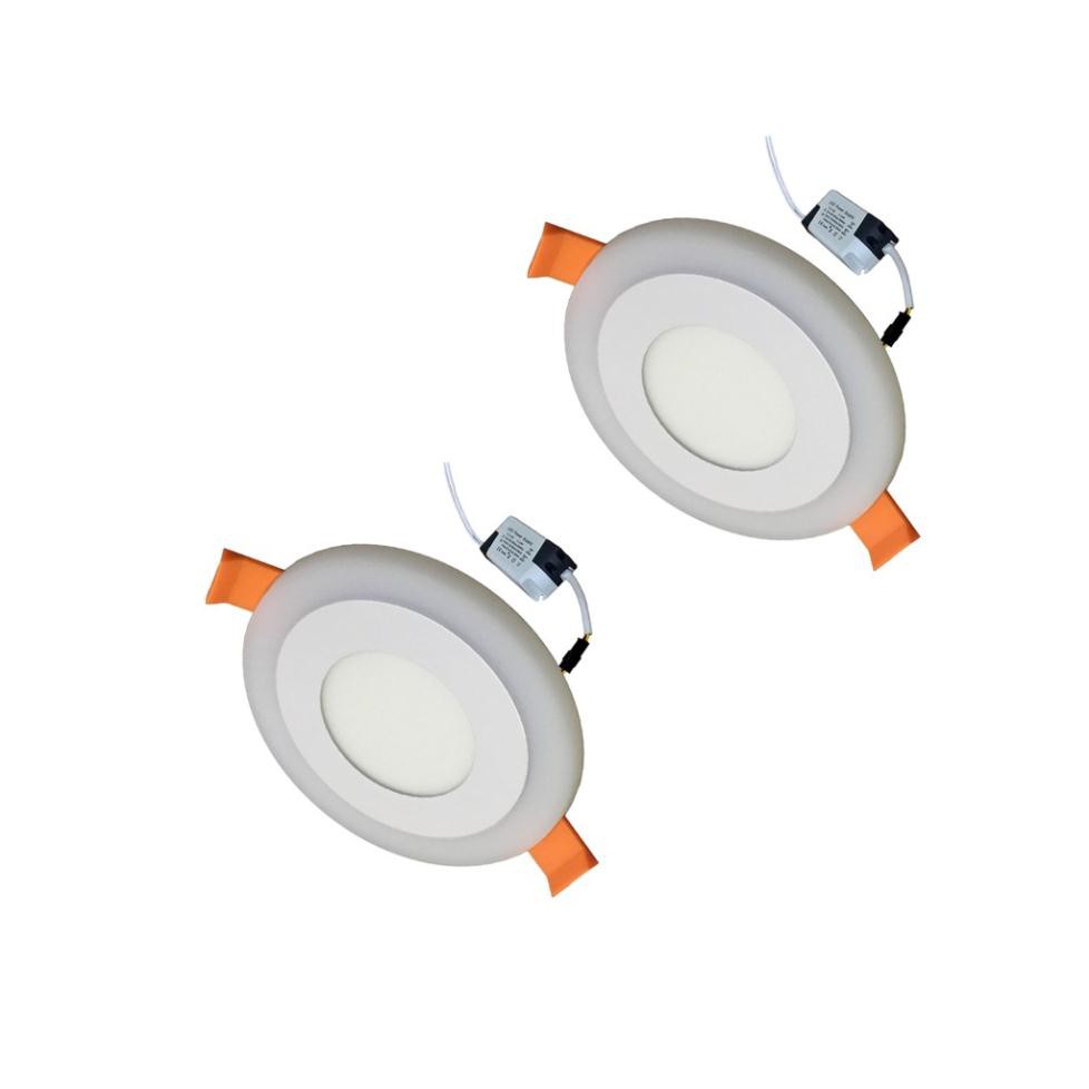 Giá Tốt -  2 Đèn Led âm trần 6w ( 3w +3w) tròn mắt trâu 2 màu 3 chế độ Posson LP-Ri3-3B-G