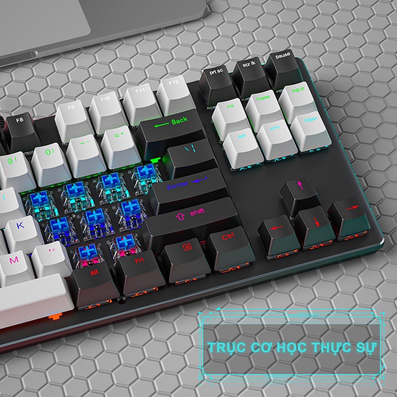 Bàn phím cơ Có LED Chơi game chuyên nghiệp, phím nhạy gõ siêu êm