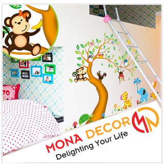 Decal Dán Tường Cây Những Con Thú