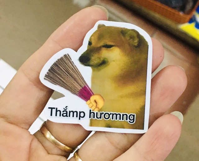 Sticker cheems 10-50 cái ép lụa bóc dán,hình dán shiba meme ,sticker hình chó cheems siêu cute dễ thương