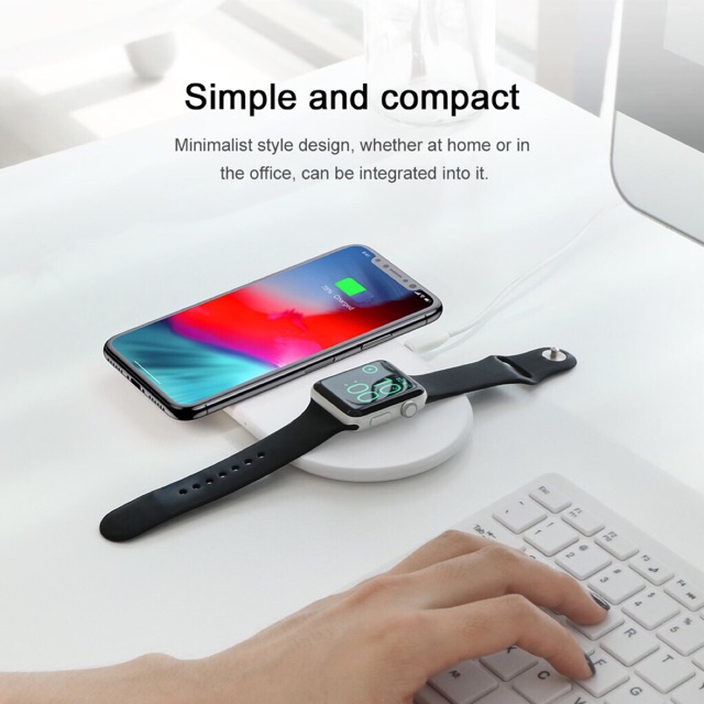 Đế sạc nhanh không dây 2 trong 1 Baseus Dual Smart Wireless Charging Pillow dùng cho Smartphone và Apple Watch (10W, Wir