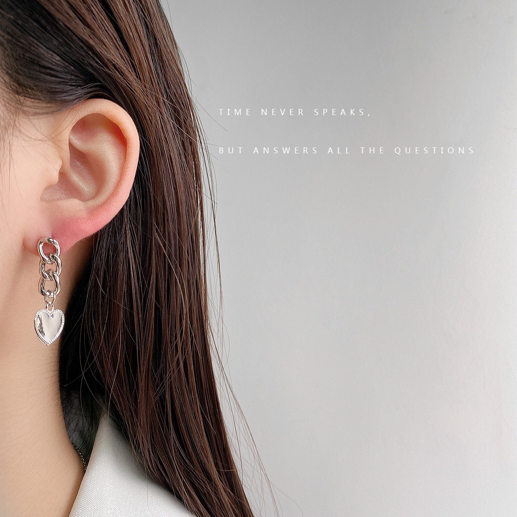 Khuyên Tai Dạng Chuỗi Hình Trái Tim Phong Cách Hàn Quốc Thời Trang Cho Nữ