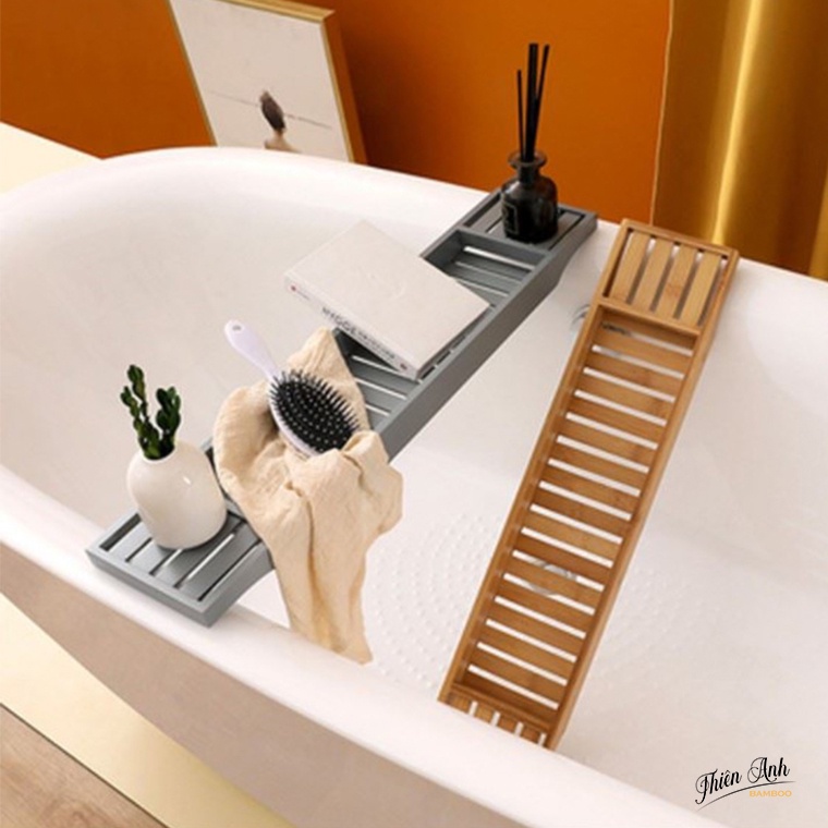 Khay gác bồn tắm sang chảnh, 100% tre tự nhiên, Giá để đồ ăn, rượu vang, điện thoại_ Giá tận xưởng