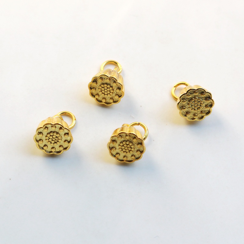 Hạt Bông Sen Màu Vàng 18k 9mm Tự Làm Trang Sức