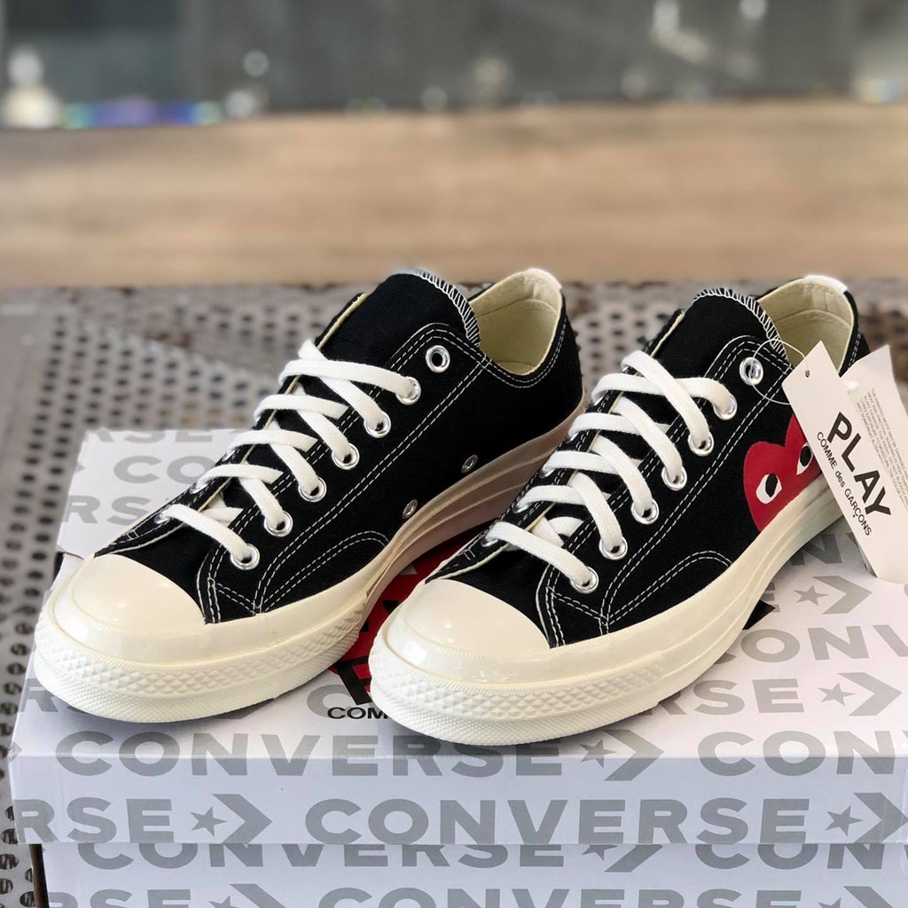 (AUTHENTIC 100%) Giày Sneaker Thể Thao Auth CONVERSE 70S LOW BLACK / WHITE CDG Chính Hãng 100%