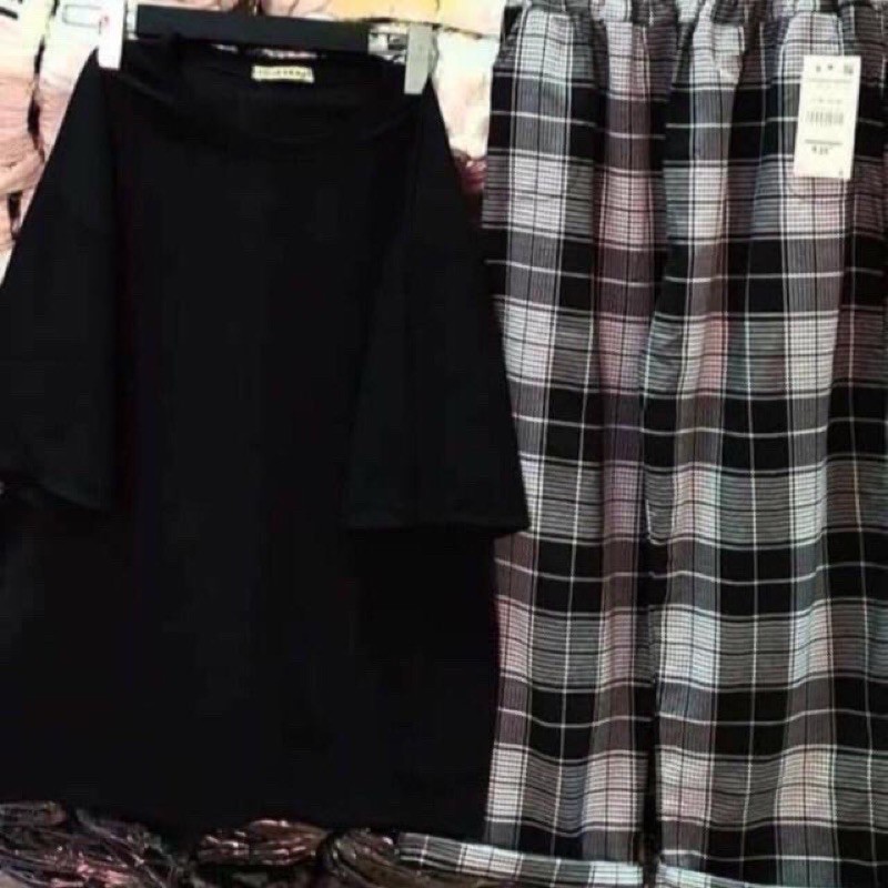 [ Siêu sale] Set áo thun + quần kẻ xuông ( Đồ bộ sọc cảo đẹp)