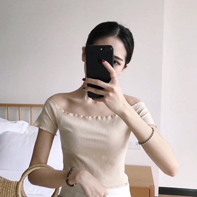 Áo Trễ Vai Thun Gân Tăm