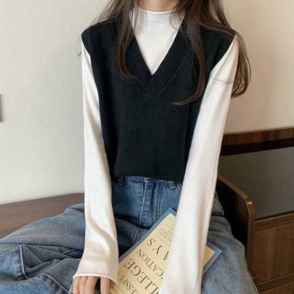 Áo Len Gile Trơn Không Tay Cổ Chữ V Đơn Giản Thời Trang Nhẹ Nhàng Thu Hút Cho Phái Nữ Phong Cách Hàn Quốc Freesize