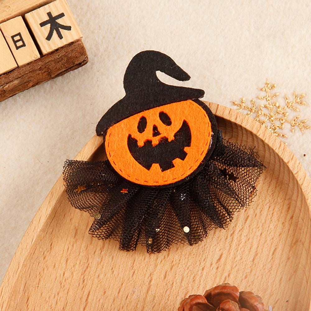 Kẹp Tóc Hóa Trang Halloween Bằng Ren Hình Bí Ngô Dễ Thương Cho Nữ