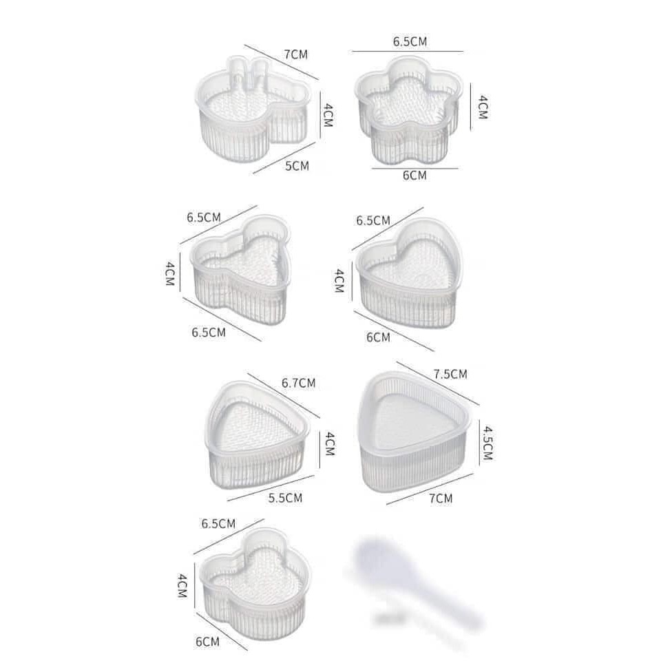 Set 7 khuôn ép, tạo hình cơm nắm, sushi, khuôn ăn dặm cho bé bằng silicon nhiều mẫu hình đáng yêu-giadungsieure