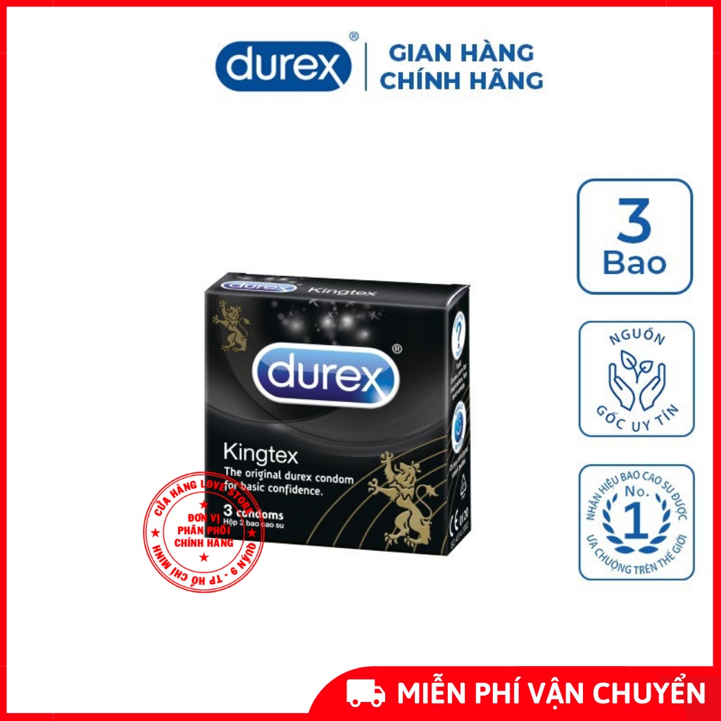 -Bao cao su Durex Kingtex - BCS siêu mỏng - 3 cái