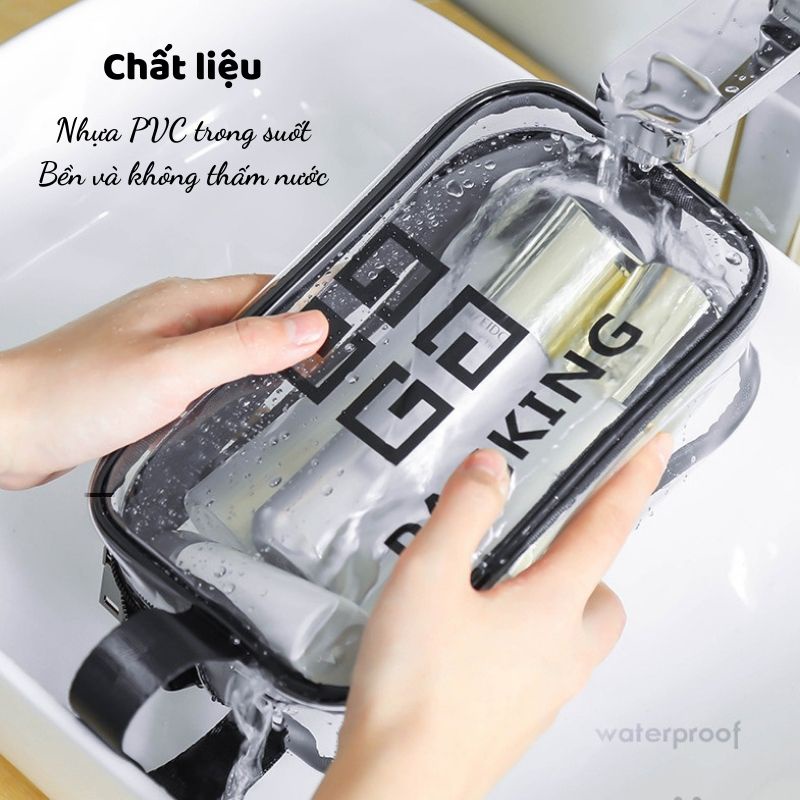 Túi đựng mỹ phẩm trong suốt chống nước, Set 3 túi đựng đồ trang điểm du lịch