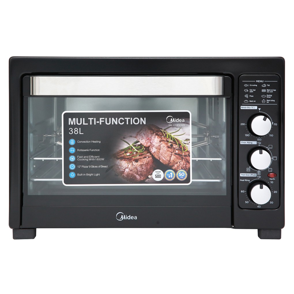 Lò nướng Midea MEO-38AGY8 38 lít nướng thịt cá, nướng bánh, quay gà vịt