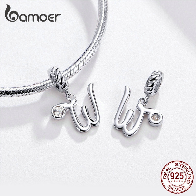 Bamoer Mặt Vòng cổ Hình 26 Chữ Cái Tiếng Anh Bằng Bạc 925 SCC1183