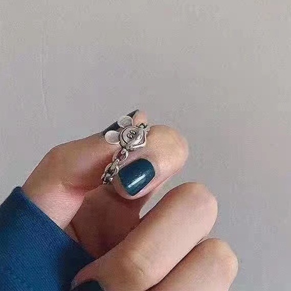 Nhẫn hợp kim hai lớp hình chuột mickey có thể điều chỉnh kích cỡ