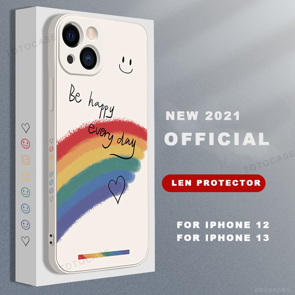 Ốp điện thoại silicon in hình cầu vồng thích hợp cho iPhone 13 11 12 Pro Max Mini 6 6