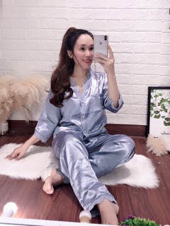 Bộ phi lụa viền ren tay lỡ phom dưới 58kg