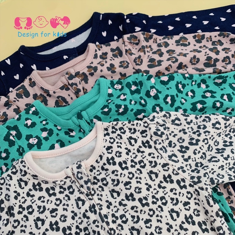 Bộ body họa tiết beo da báo / xanh navy trái tim cho bé yêu