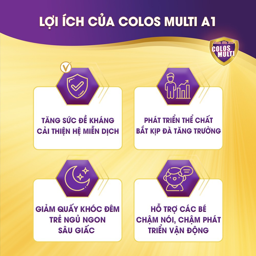 [Mã MKBCOL2 giảm 10% đơn 600K] Sữa bột Colosmulti A1 hỗ trợ tăng cường sức đề kháng cho trẻ hộp 2 gói x 14g - MẪU THỬ