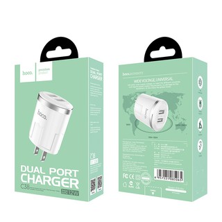 Củ sạc nhanh hoco c38 - 2 cổng usb - max 5v-2.4a - hàng chính hãng