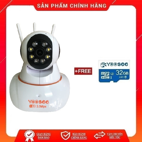 [ Kèm thẻ nhớ 32Gb ]Camera Giám Sát Yoosee 3 Râu 3.0 Full HD Trong Nhà Quay Đêm Có Màu,Đàm Thoại 2 Chiều -có cổng Lan