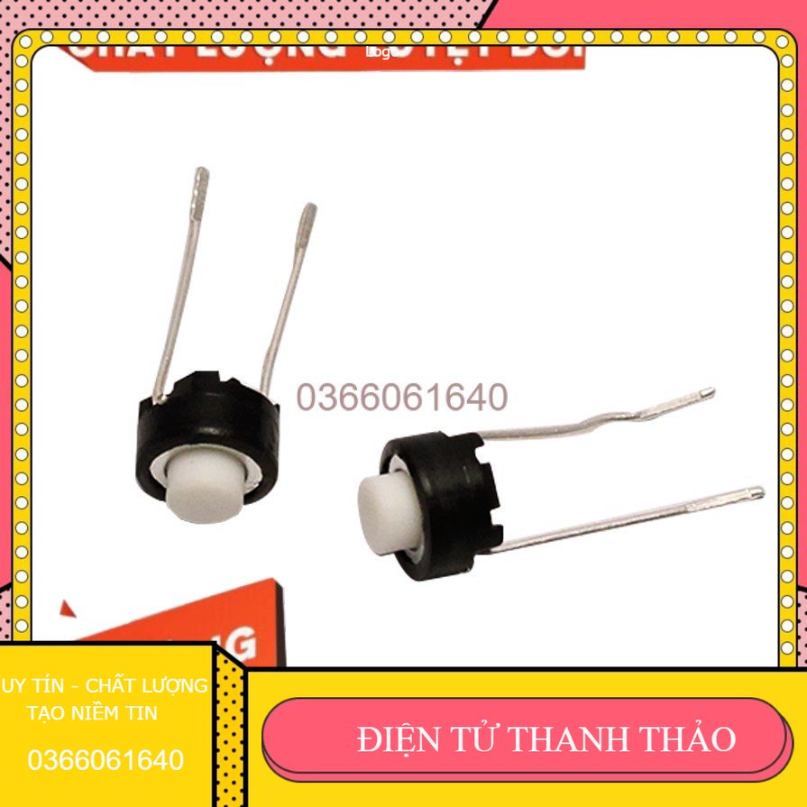 (Linh kiện điện tử) Nút Nhấn 2 Chân - nút nhấn nhả 2 chân - Trắng giá 50 chiếc