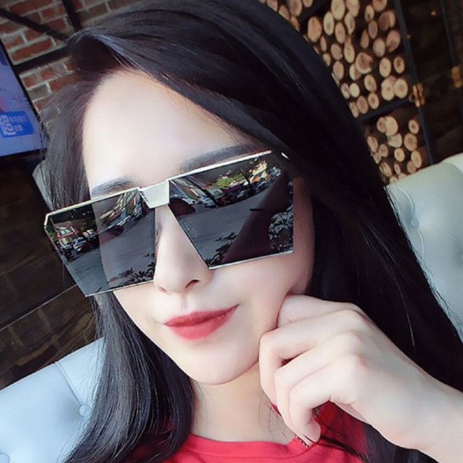 Kính mát cỡ lớn tròng vuông nhiều màu sắc