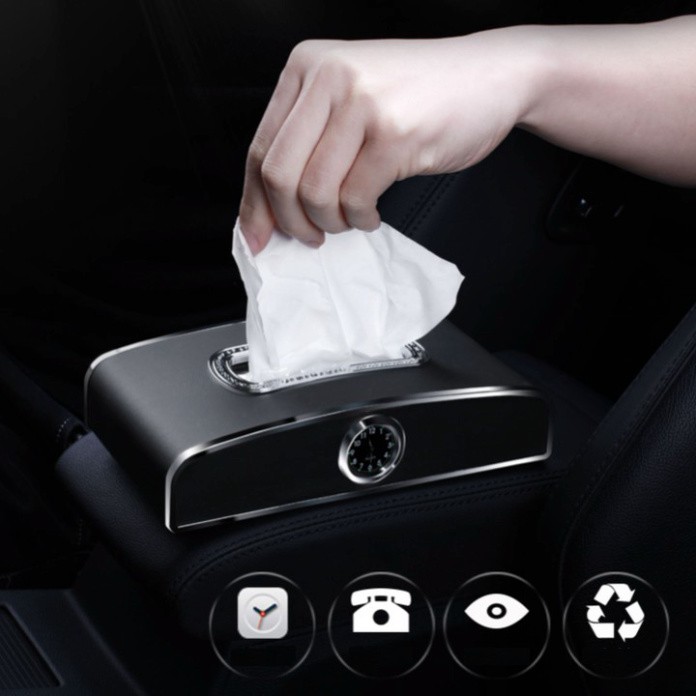Sản Phẩm Hộp đựng khăn giấy kiêm bảng số điện thoại và đồng hồ  TB-6137- Hàng Cao Cấp. Phân loại: Màu đen và kem. .