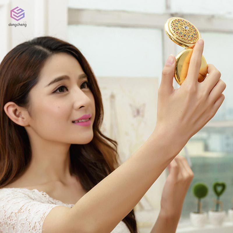 [Hàng mới về] Gương trang đIểm bỏ túi hình tròn hai mặt đính đá long lanh