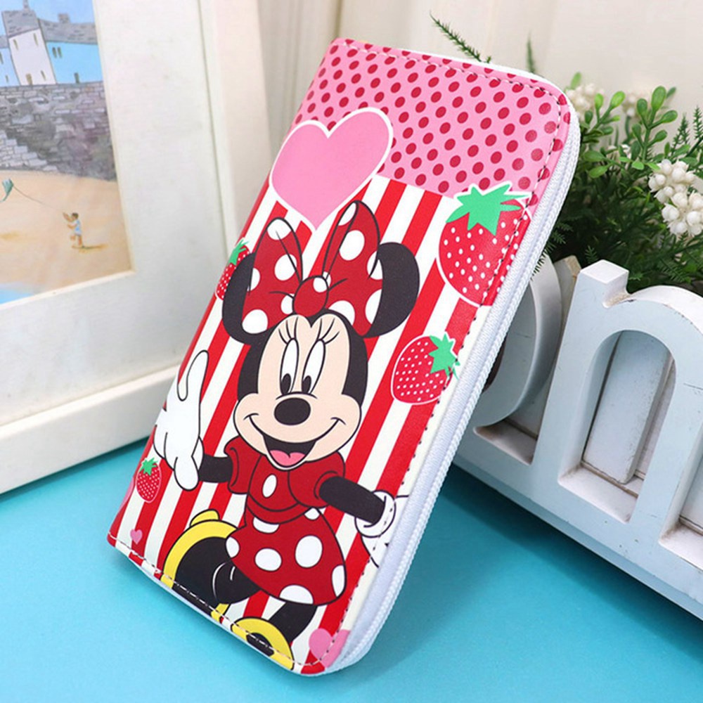 Ví Dài Cầm Tay Có Khóa Kéo In Hình Mickey Minnie Dễ Thương