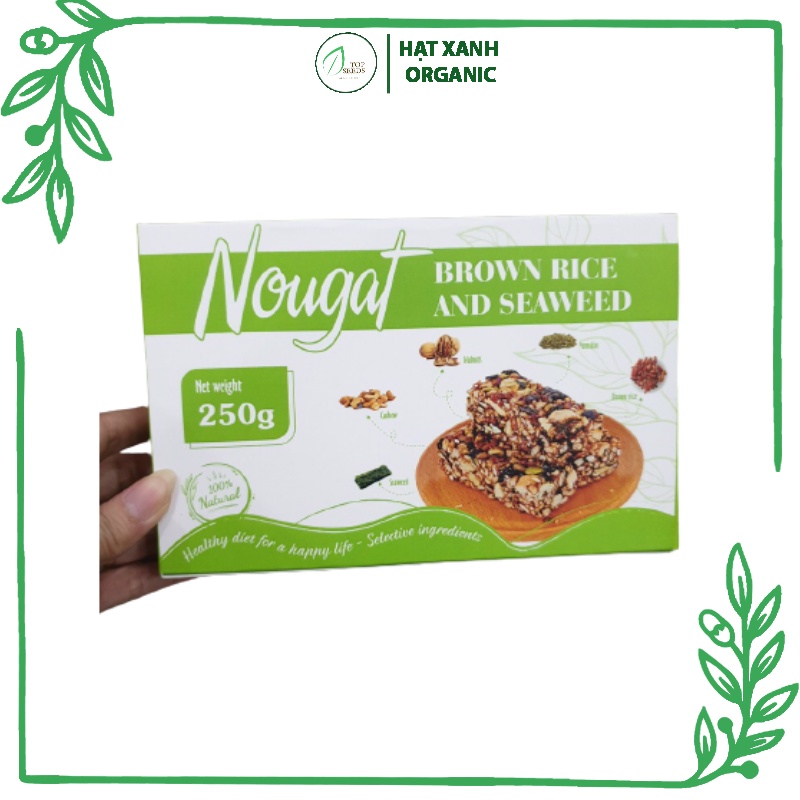 Thanh Gạo Lứt Hạt Dinh Dưỡng Granola Mix Chà Bông, Rong Biển Ăn kiêng giảm cân hộp nougat 250g