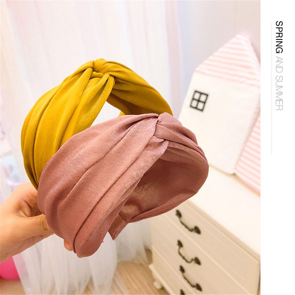 Băng Đô Vải Cotton Chiffon Bản Rộng Thắt Nút Họa Tiết Quả Thông Ngọt Ngào
