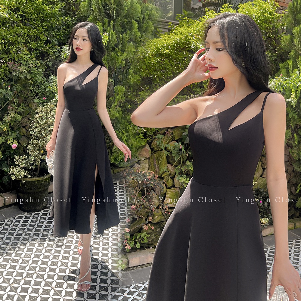 Đầm đi tiệc thiết kế dáng xòe lệch vai xẻ tà sang chảnh - Devil Rabbit