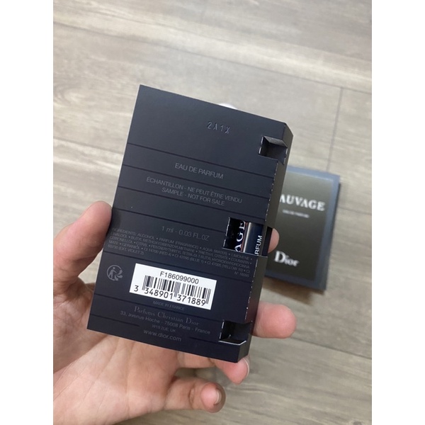 Vial nước hoa mẫu Dior Sauvage Eau De Parfum 1ml đủ bill US