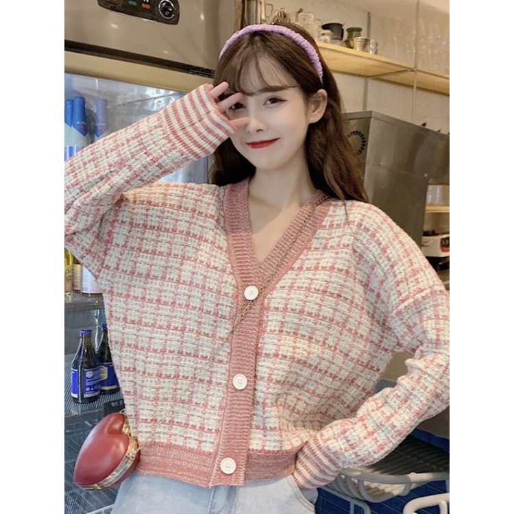 Hàng Sẵn_ Áo khoác len cardigan kẻ sọc  phong cách Hàn mẩu mới ulzzang
