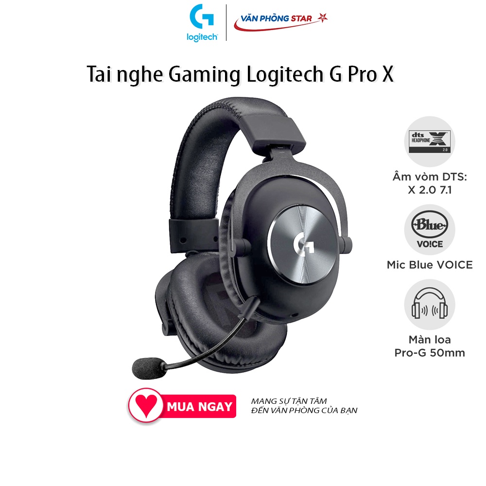 Tai nghe Gaming Logitech G Pro X đỉnh cao công nghệ tai nghe, màng loa Pro G 50mm, công nghệ DTS Headphone 2.0