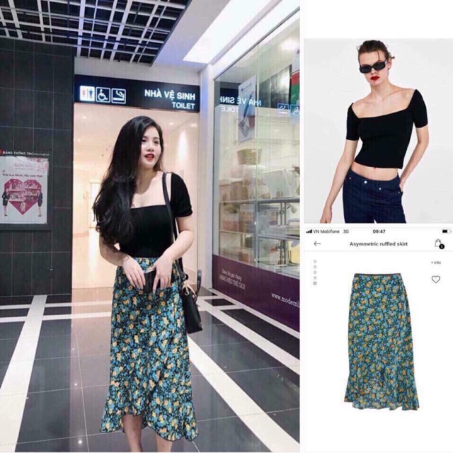 Set trễ vai chân váy đuôi cá
