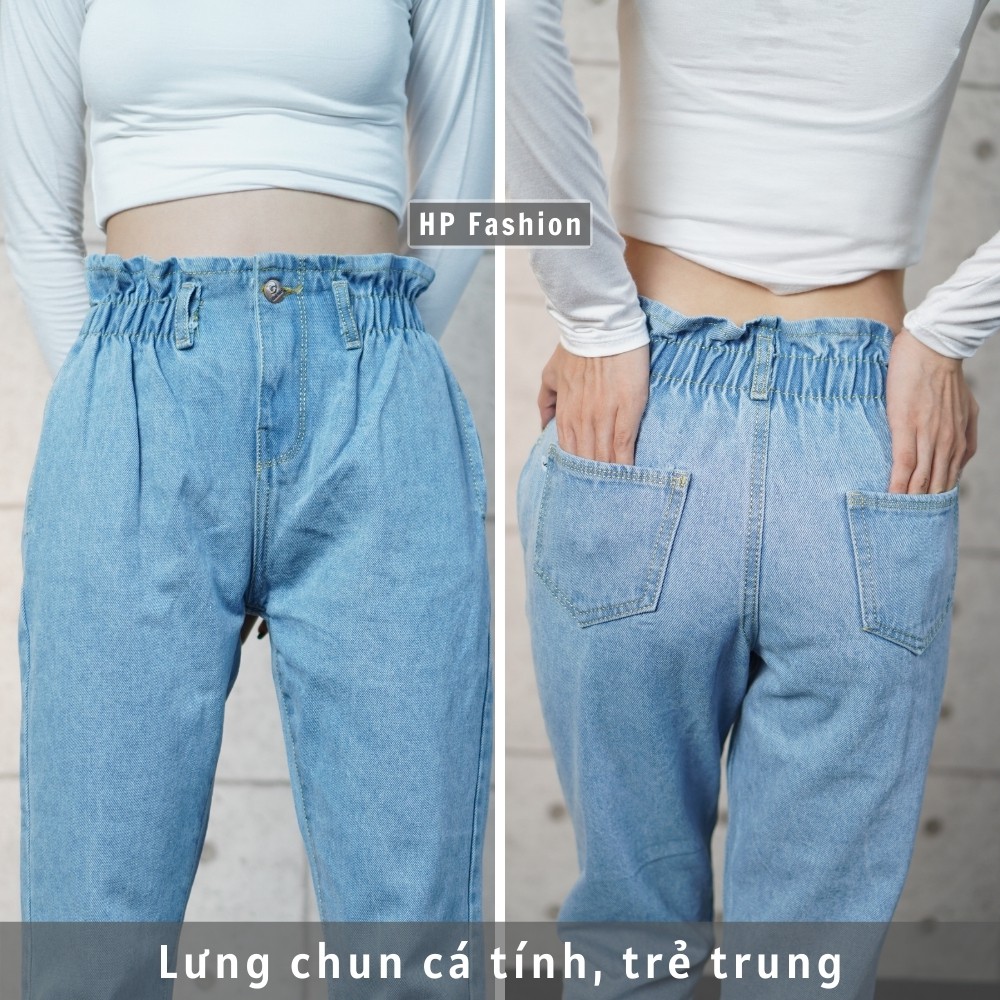 Quần baggy nữ ❤️ Quần jean cạp cao lưng chun chất bò dày dặn trẻ trung - QJ02