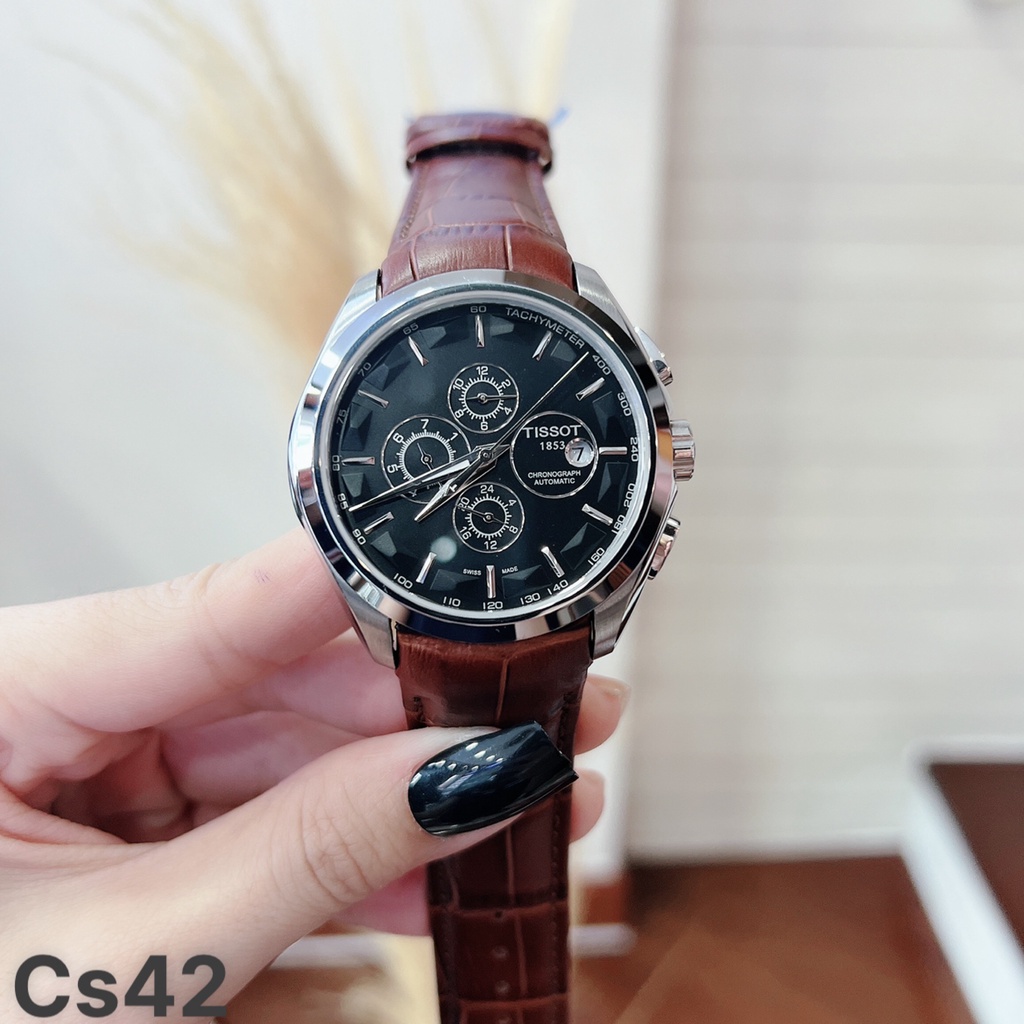 Dây da đồng hồ thay thế Tissot nam case 40 vai ôm size khóa 20mm