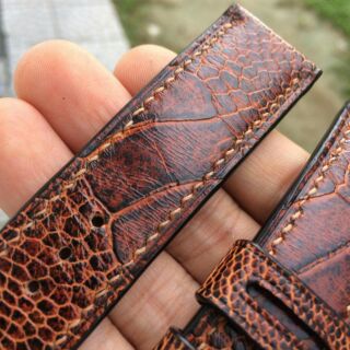 Hàng may tay-Dây đồng hồ da đà điểu (handmade 100%)