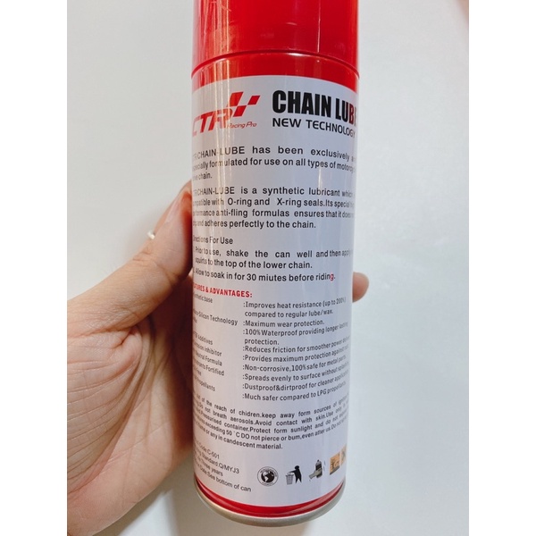 Chai xịt dưỡng sên CTR chain lube 250ml, 450ml, bôi trơn xích xe máy