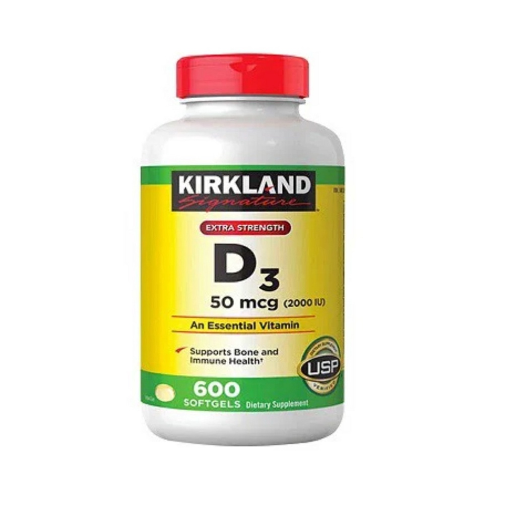 Viên uống Vitamin D3 Kirkland Extra Strength D3 50mcg của Mỹ