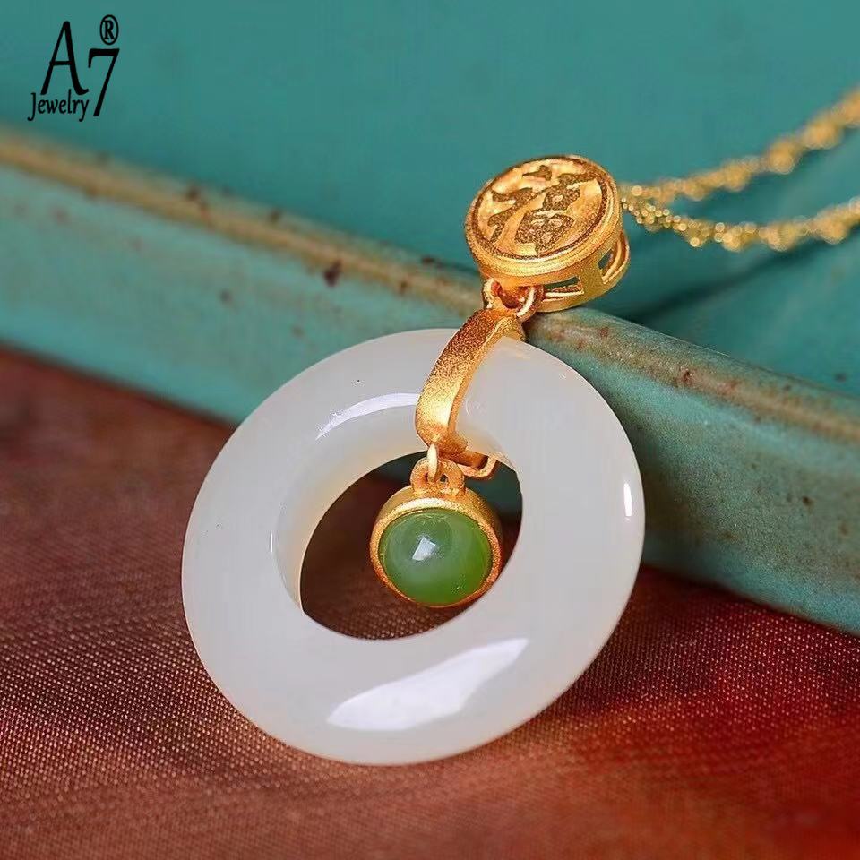 Vòng cổ Bạc Mặt Nhẫn Ngọc Bích A7 Cho Nữ