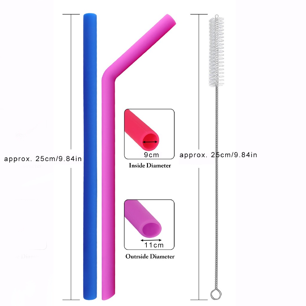 Bộ 6 Ống Hút silicone Không BPA Tái Sử Dụng Được Kèm Cọ Vệ Sinh