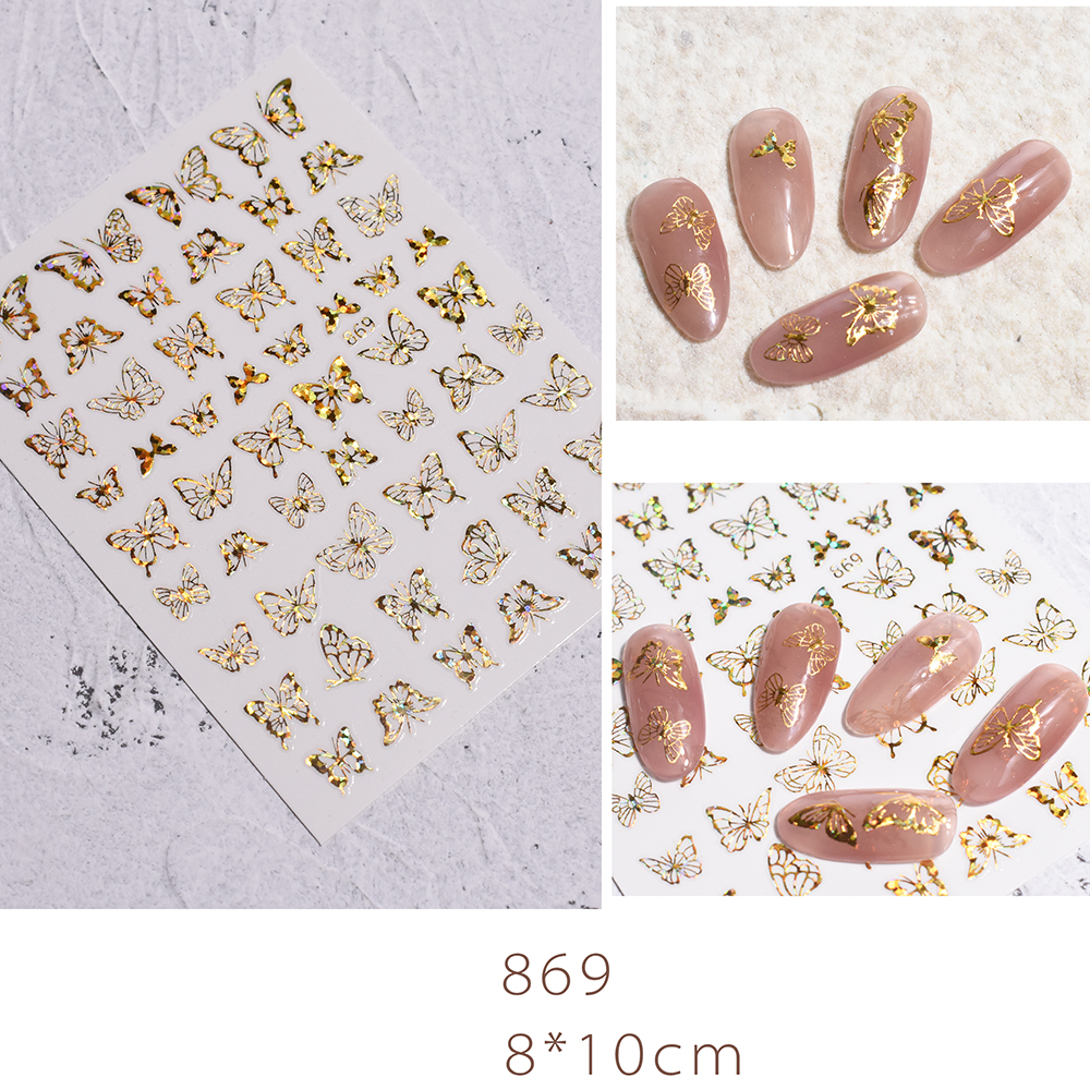Bộ Dụng Cụ In Móng Tay Hình Bướm 3D|Miếng Dán Trang Trí Móng Tay Nghệ Thuật Họa Tiết Holographic DIY Mới